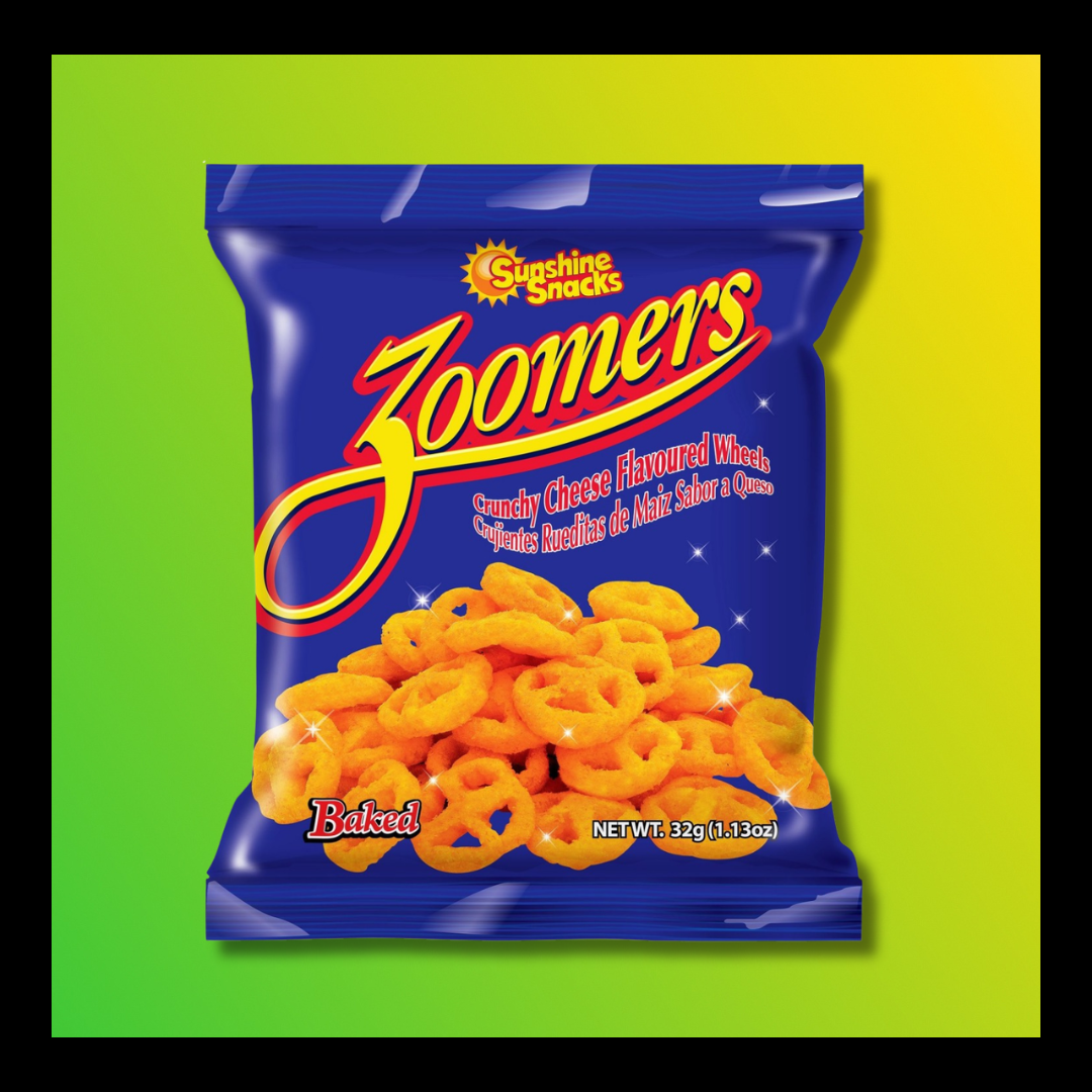 Sunshine Snacks Zoomers – Crunchy Baked Cheese-Flavored Wheels
